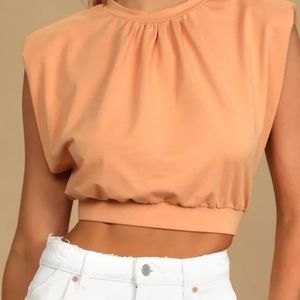 Lulu's Peach Backless Crop Top, S